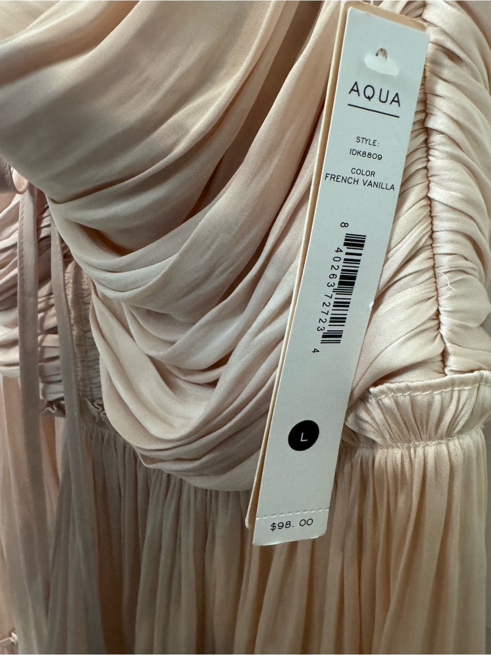 Aqua French Vanilla Ruffle Mini Dress Size L - Picture 4 of 5